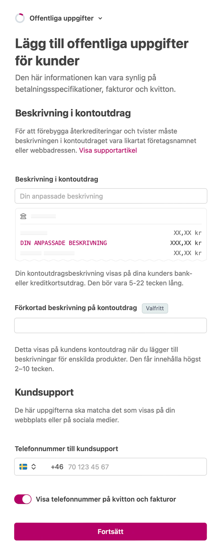 Lägg till offentliga uppgifter för kunder